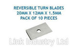 10 pces. 20mm x 12mm x 1.5mm CARBIDE REVERSIBLE TURN BLADES