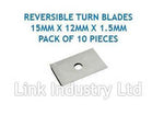10 pces. 15mm x 12mm x 1.5mm CARBIDE REVERSIBLE TURN BLADES