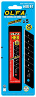5 pieces OLFA HBB-5B Excel Black Ultra Sharp 25mm extra heavy duty snap off blades