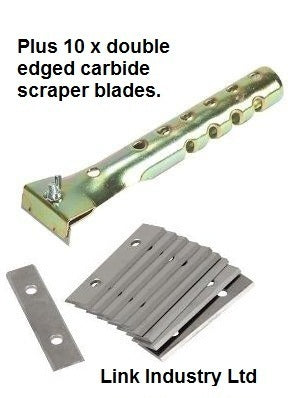 Stanley 0-28-640 type paint scraper handle Linbide LGPS50 type with 10 x scraper blades