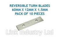 10 pces. 60mm x 12mm x 1.5mm CARBIDE REVERSIBLE TURN BLADES