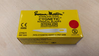 Cygnetic CYG11 No.11 scalpel blades, sterile stainless steel, in single peel packs - box of 50