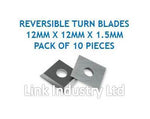 10 pces. 12mm x 12mm x 1.5mm CARBIDE REVERSIBLE TURN BLADES